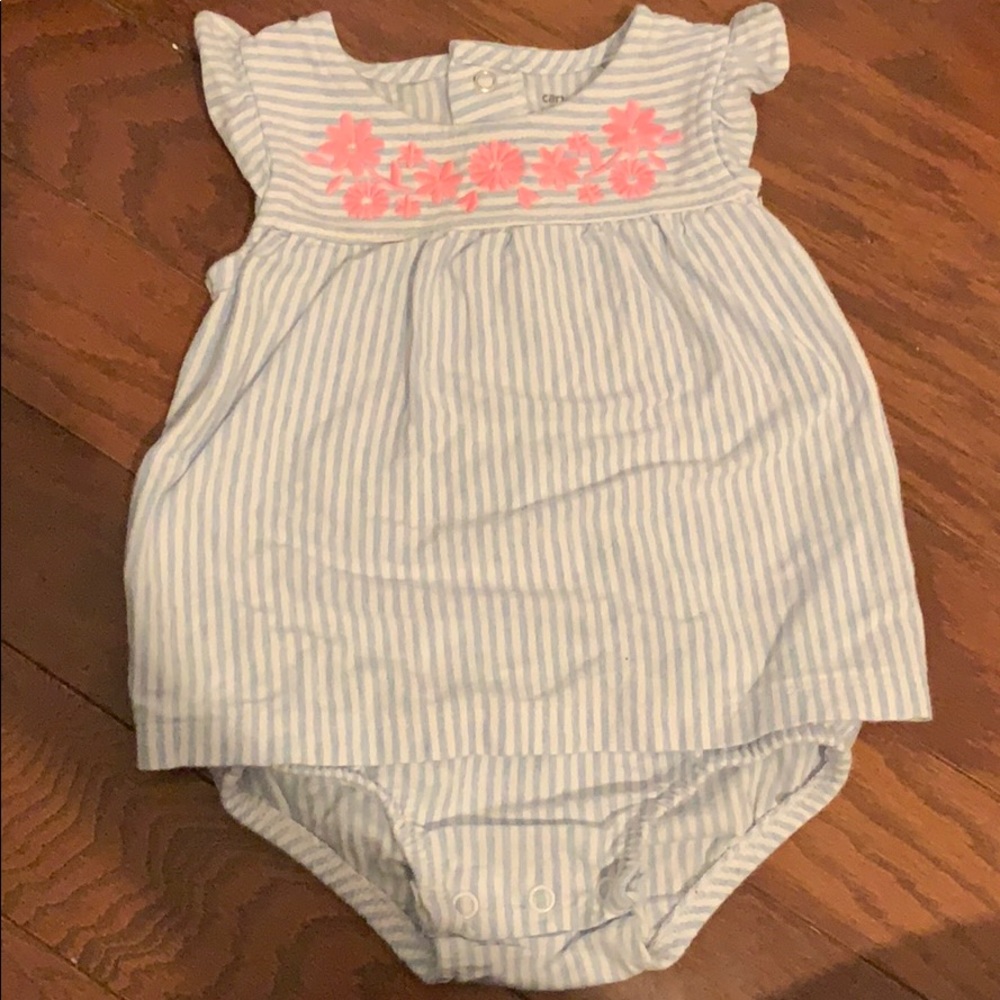 Carters Blue & Neon Pink Onesie 12m
